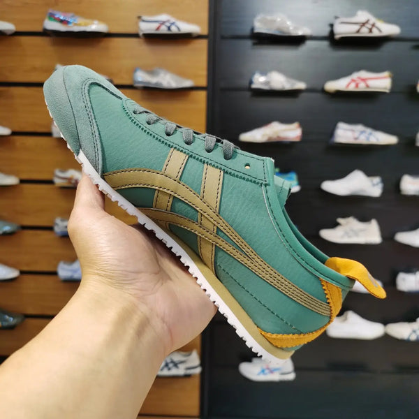 Onitsuk_a Tiger Mexico 66 Green Safari Khaki  Mens 7A Premium Quality D-2012