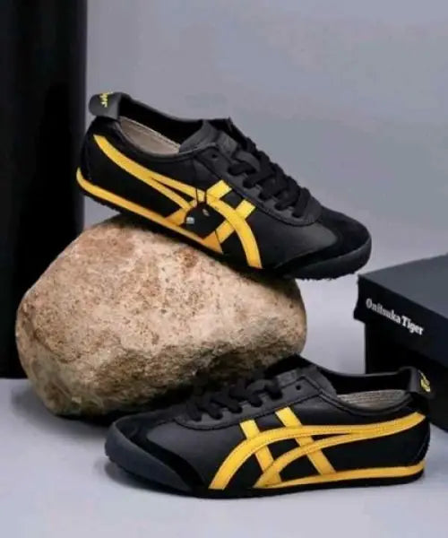 Onitsuka Tiger Mexico 66 Black Yellow Sneakers for Girls D-2016
