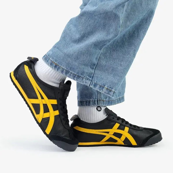 Onitsuka Tiger Mexico 66 Black Yellow Sneakers for Girls D-2016