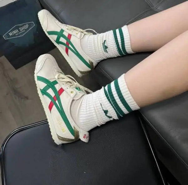 Onitsuka Tiger Mexico 66 Cream Green Orange  Mens 7A Premium First Copy D-1840