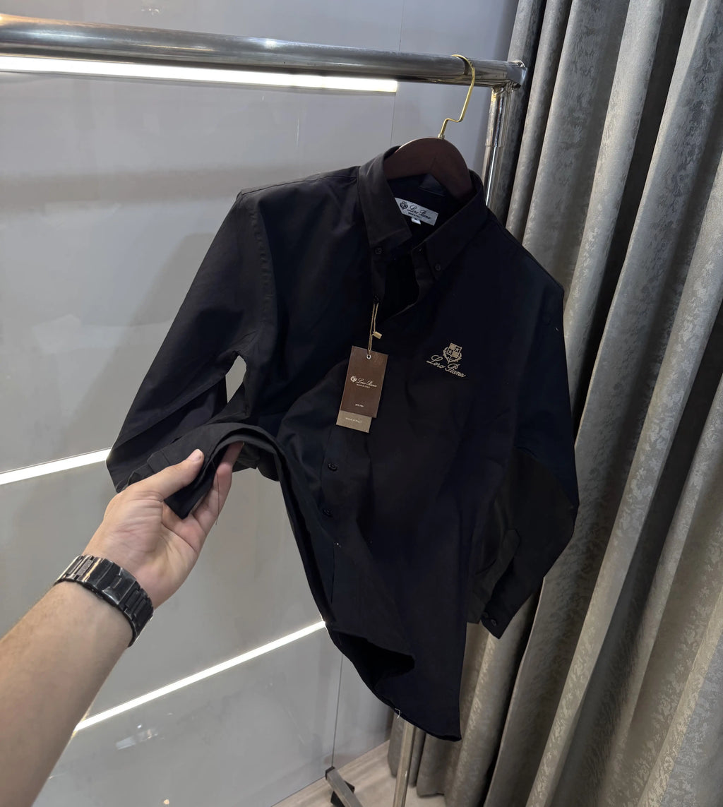 Loro Piana Black Embroidery Logo Premium Shirt