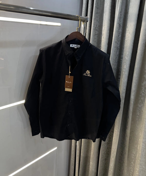 Loro Piana Black Embroidery Logo Premium Shirt