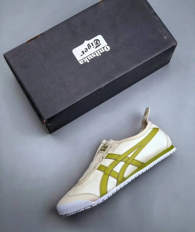 Onitsuk_a Tiger Mexico 66 Canvas Slip-On - White Green  Girls First Copy (D-1847)
