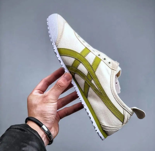 Onitsuk_a Tiger Mexico 66 Canvas Slip-On - White Green  Girls First Copy (D-1847)