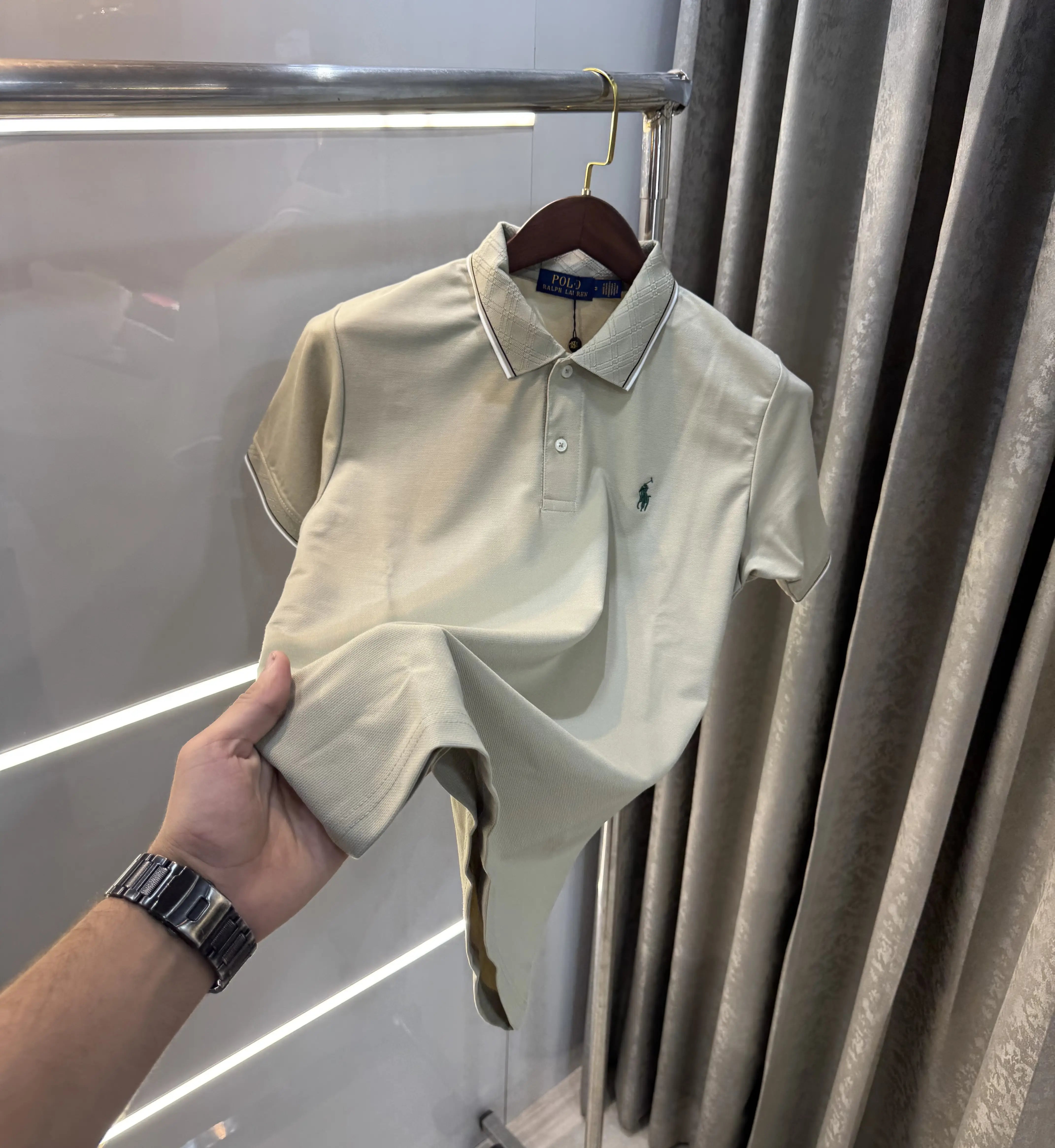 Ralph Lauren Beige Embroidery Logo Premium Polo T-shirt With Box Packing Main image
