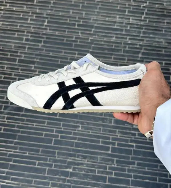 Onitsuk_a Tiger Mexico 66 White Black Classic Girls Leather Sneakers D-2000