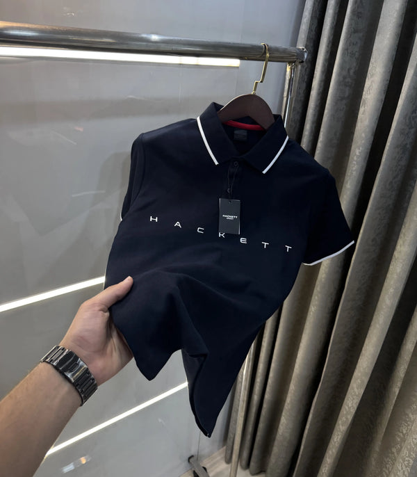 Hacket Navy Blue Logo Work Premium Polo T-Shirt