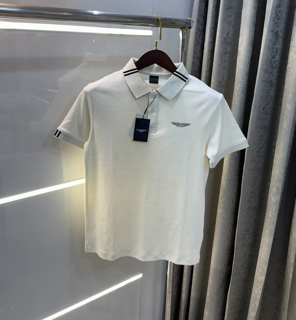 Hacket Cream Logo Work Premium Polo T-Shirt