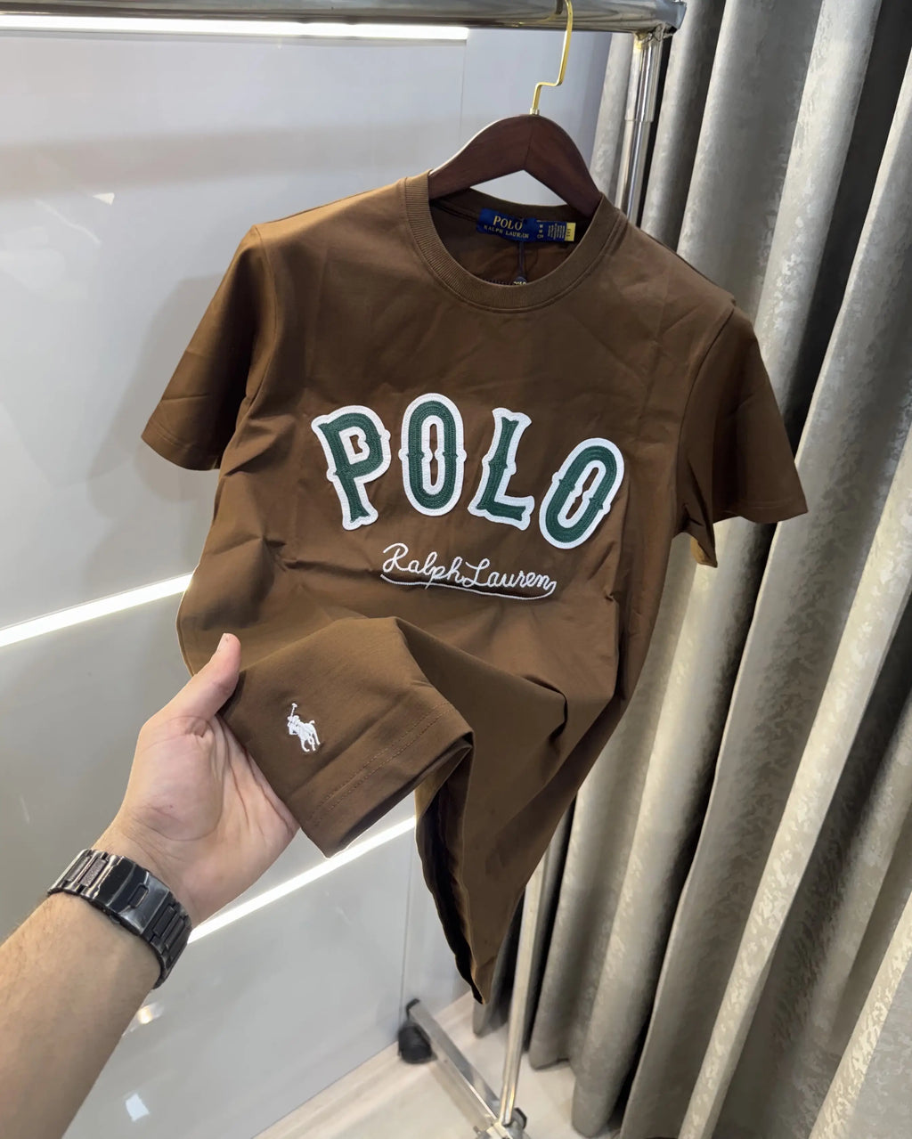 Ralph  Lauren Brown Logo Work Premium T-Shirt