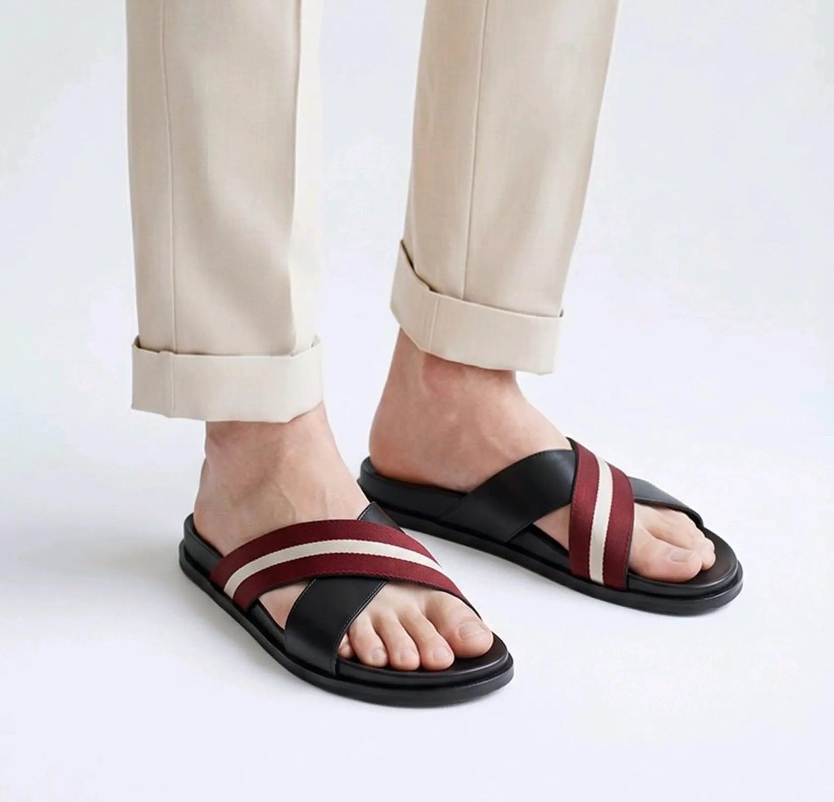 Bally Cross Premium Black Red Slide For Men Main image