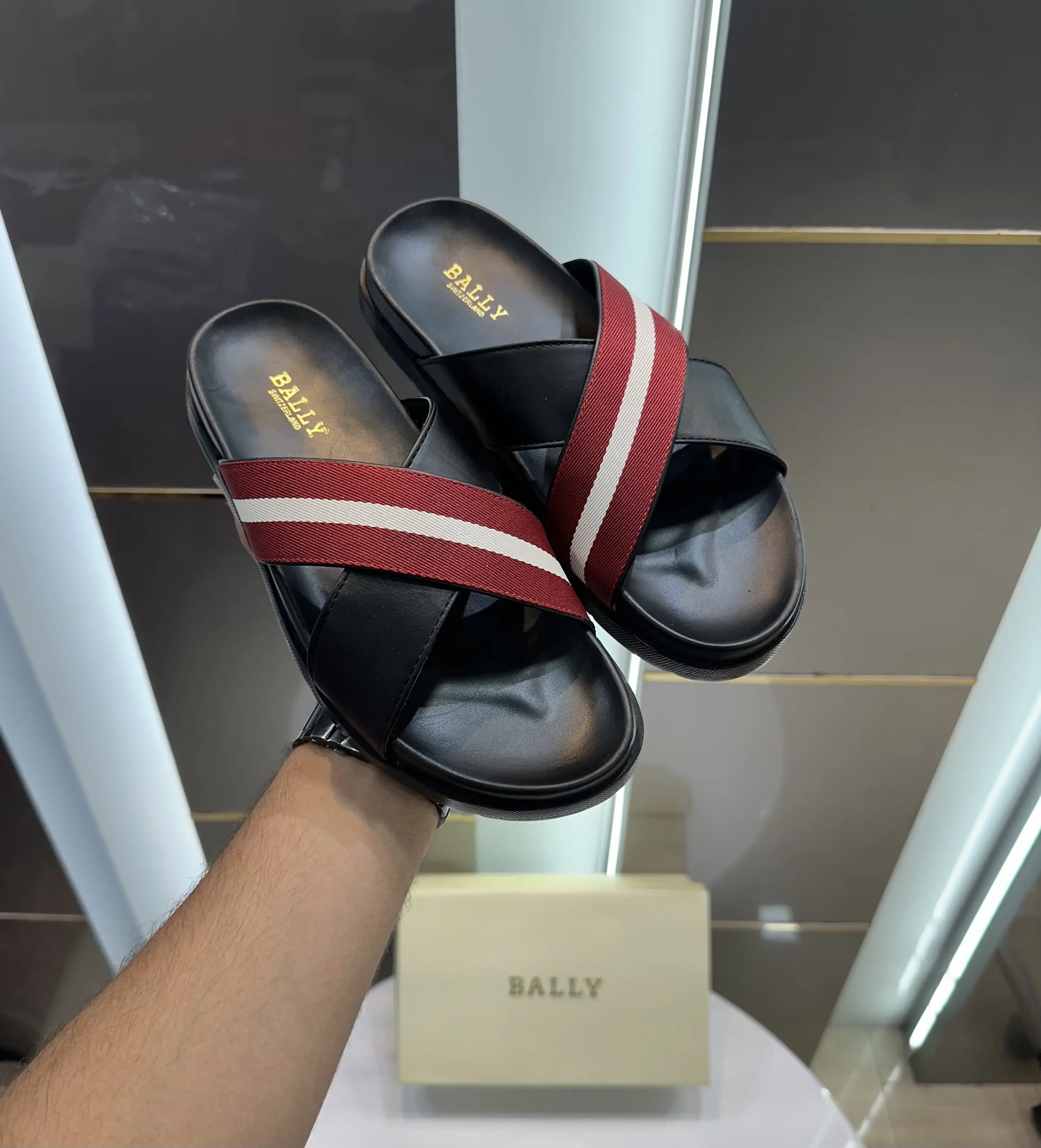 Bally Cross Premium Black Red Slide For Men Secondary image