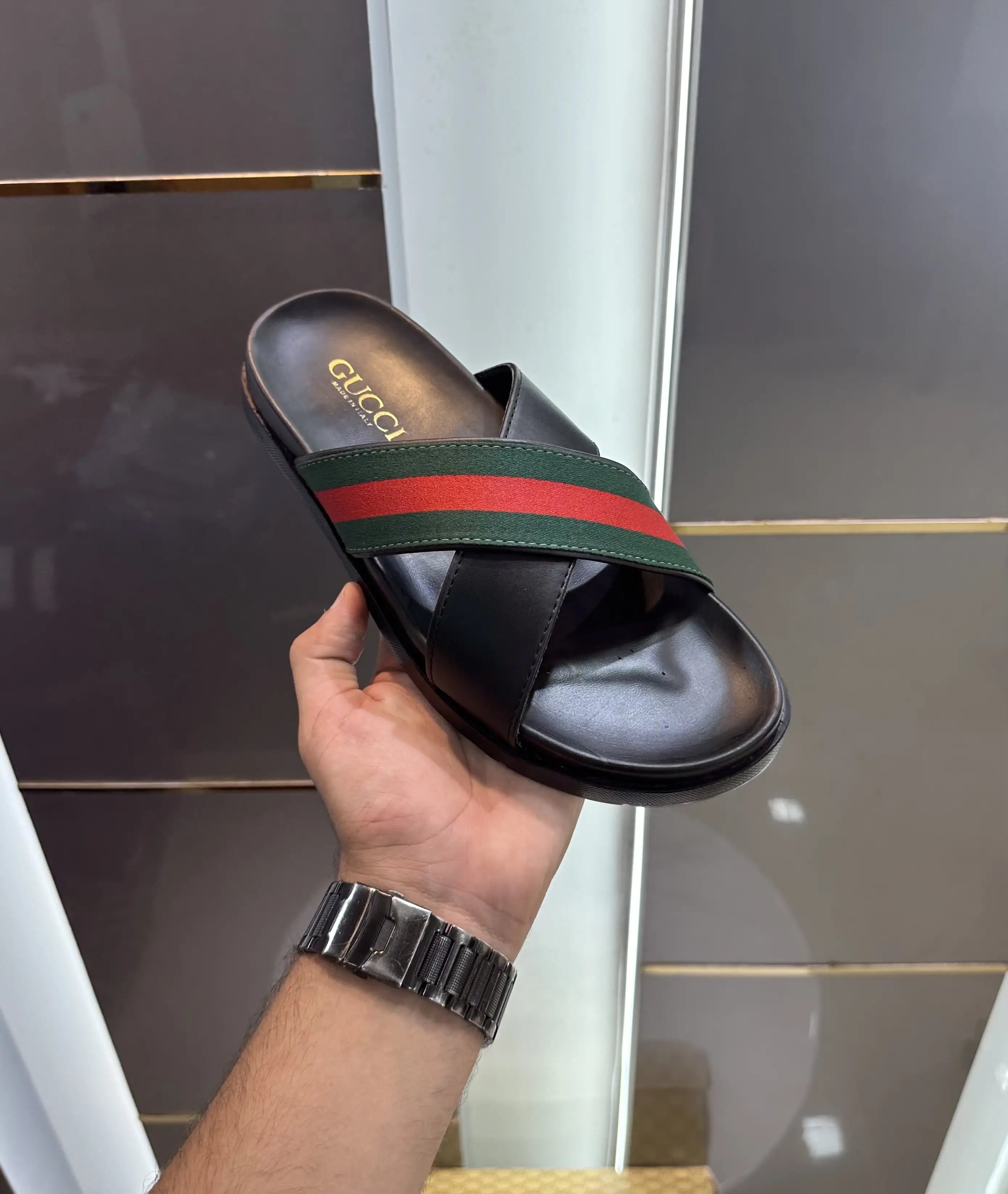 Gucci Premium Black Slide For Men