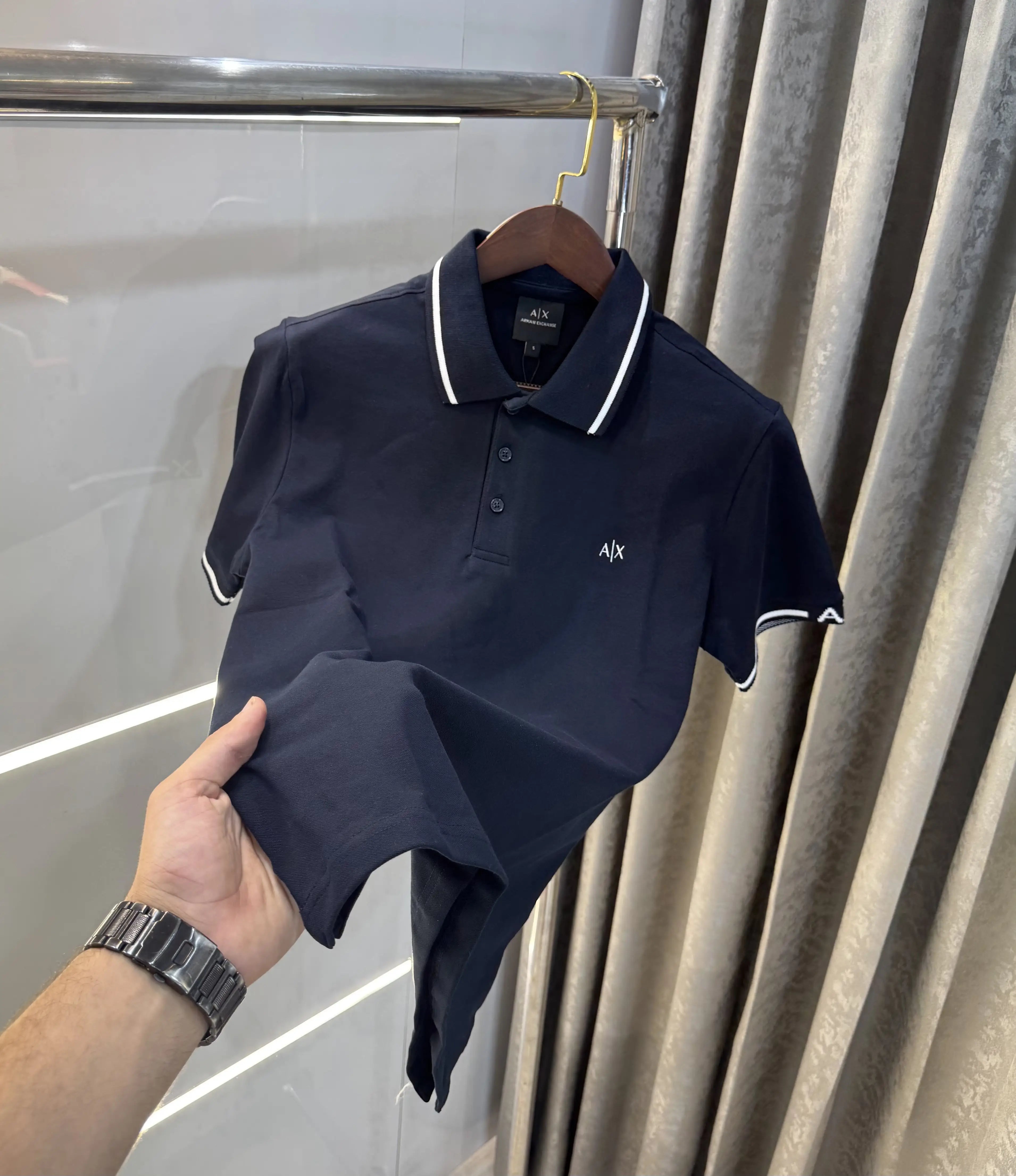 Arman i Exchange Navy Blue Logo Work Premium Polo T-Shirt Main image