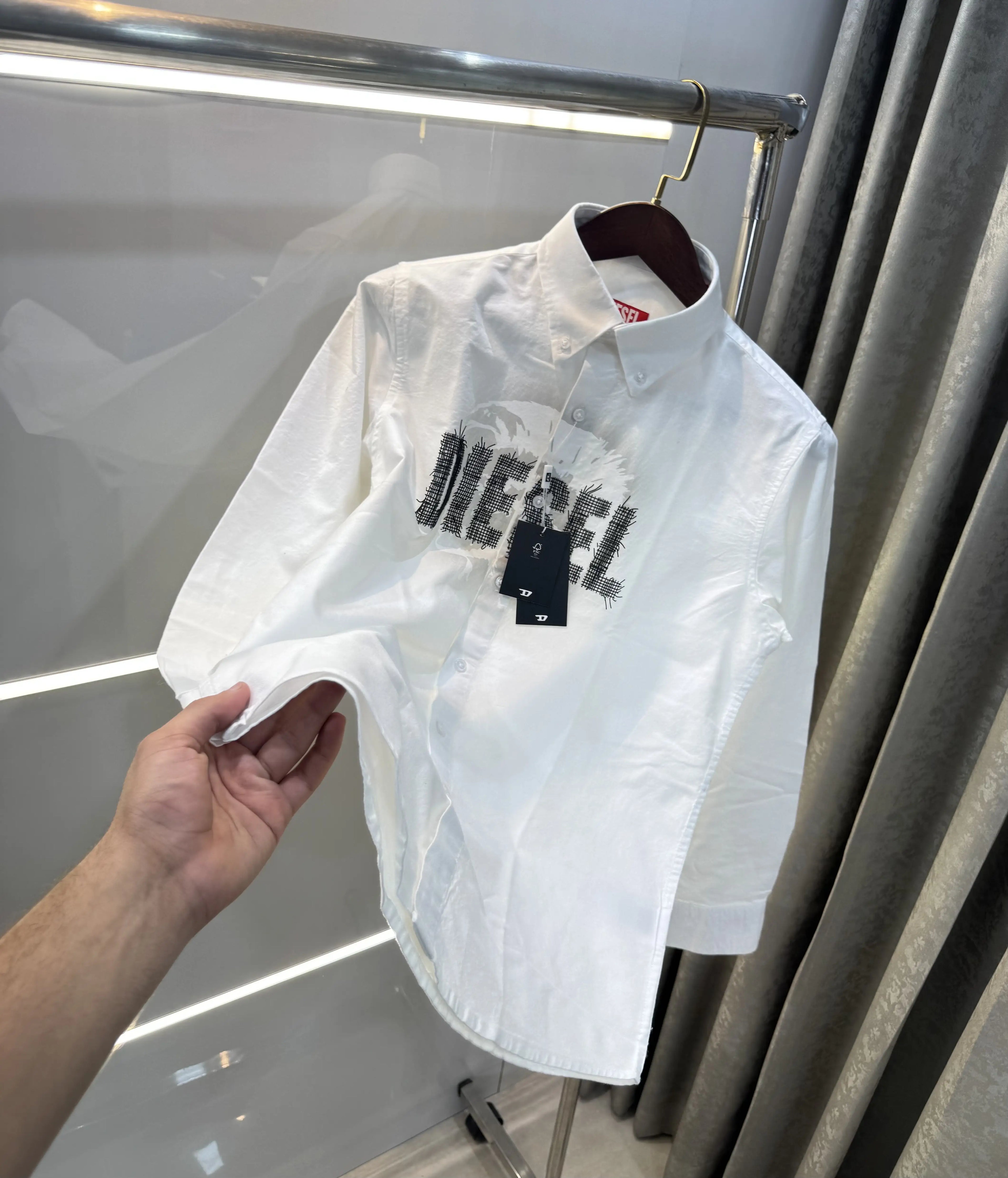 Diesel White Logo Work Premium Shirt