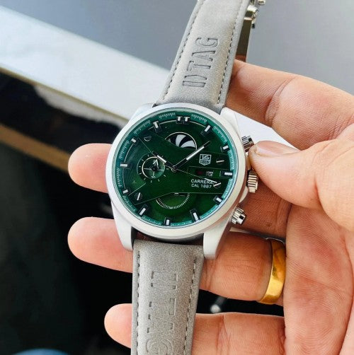 Tag Heue r CR 7 Silver Green Leather Main image