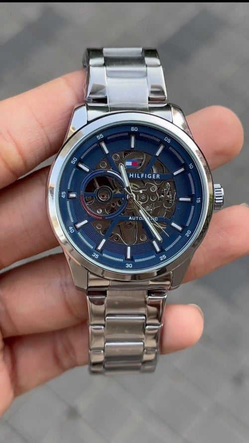 Tommy Hilfige r Automatic Chain Silver Blue