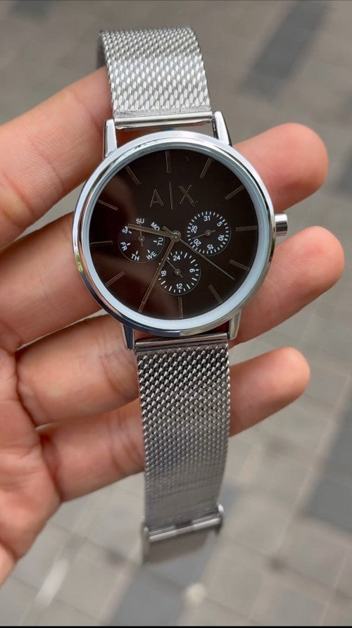 Arman i Exchange Chronograph Silver Black Mesh Strap Main image