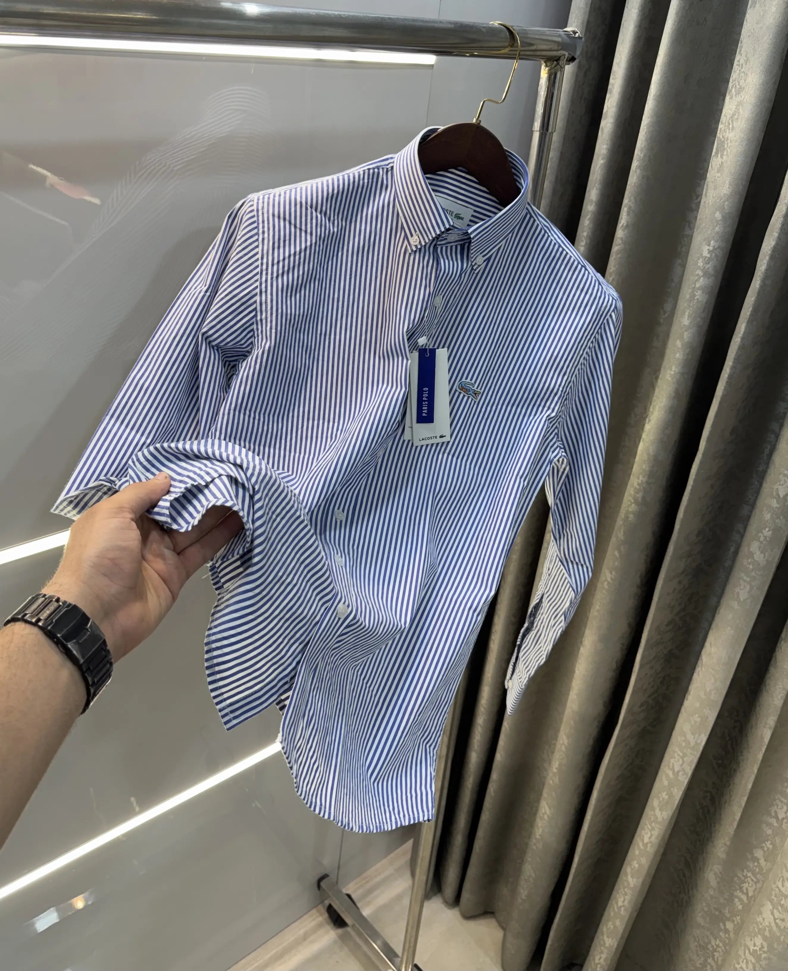 Lacoste Blue Stripes Premium Linen Shirt Main image