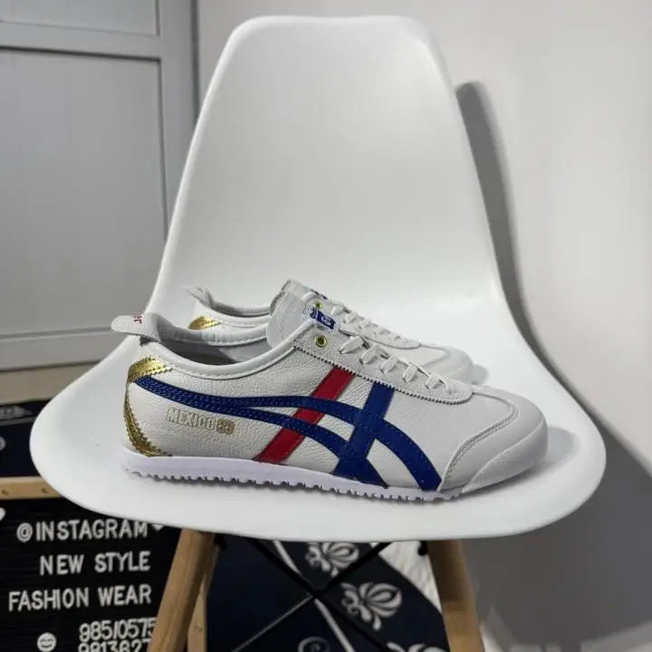 Onitsuk_a Tiger Mexico 66 White Blue Red Gold Mens 7A Premium Sneakers D-1872