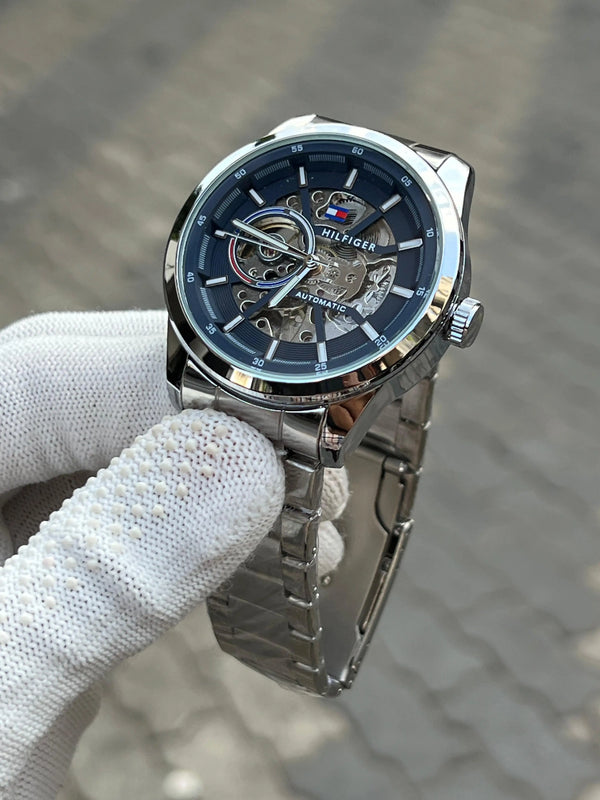 Tommy Hilfige r Automatic Chain Silver Blue