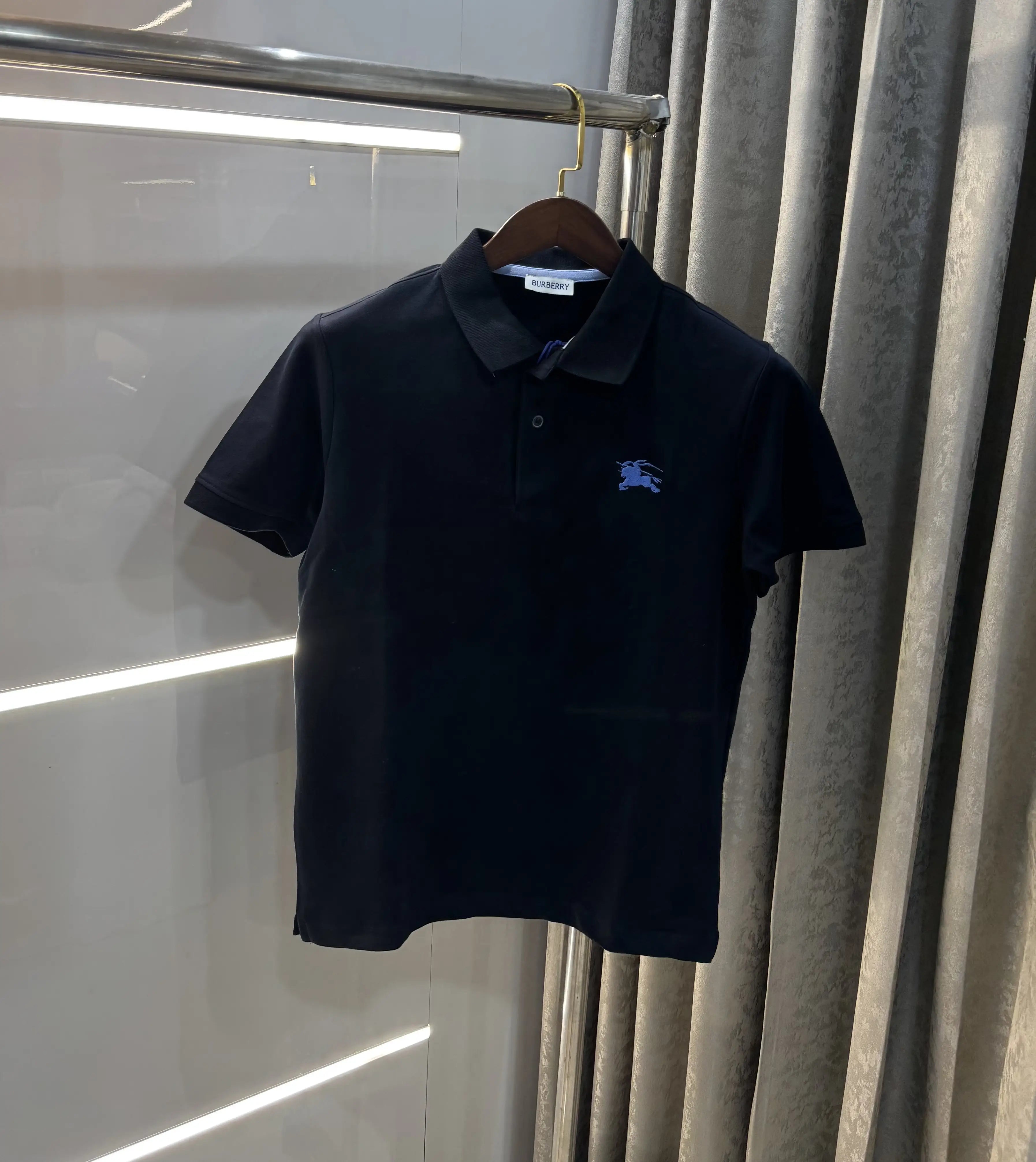 Burberr y Navy Blue Embroidery Logo  Premium Classic Polo T-Shirt Secondary image
