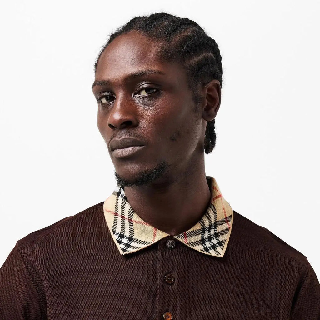 Burberr y Brown Embroidery Logo  Premium Classic Polo T-Shirt