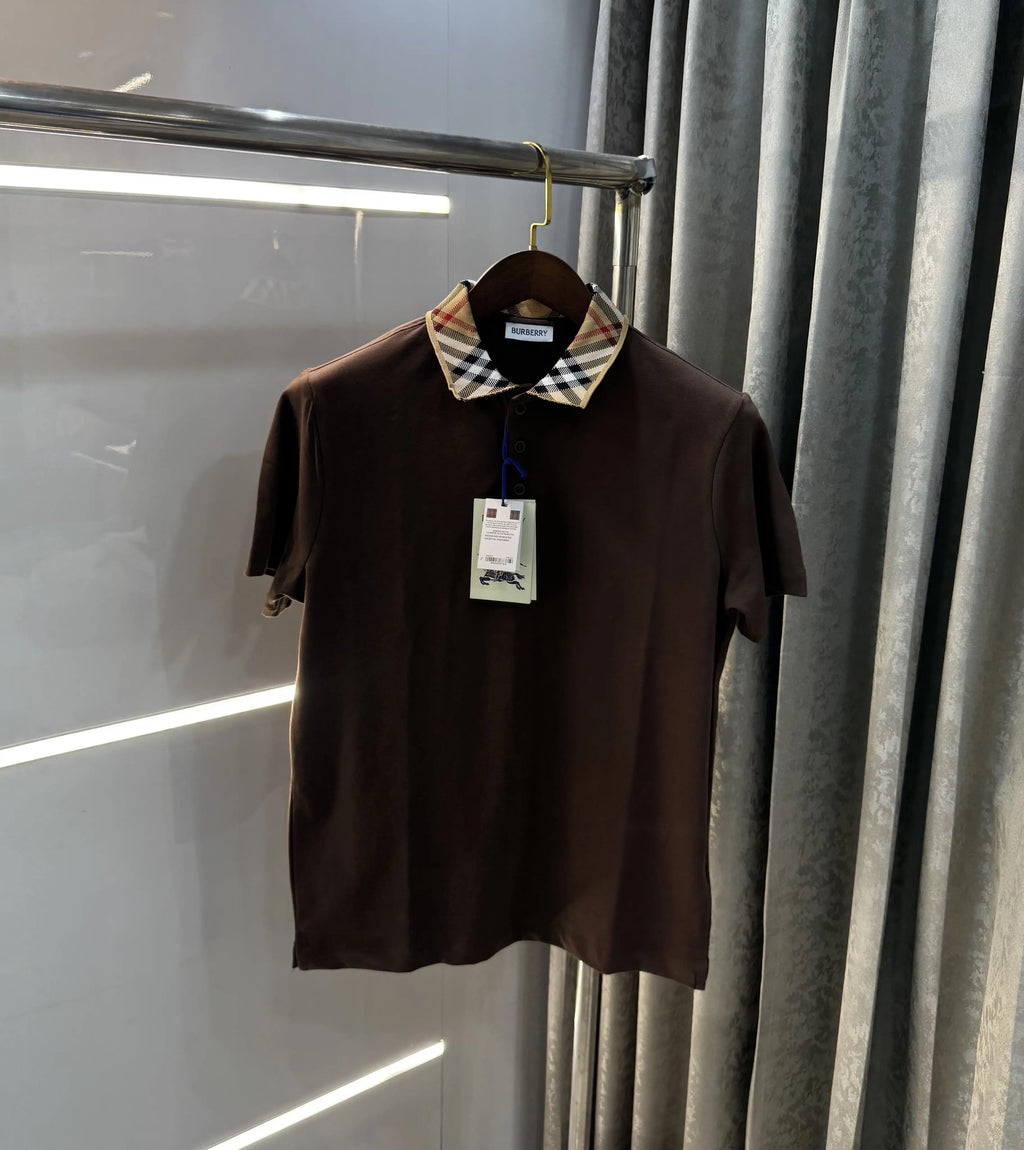 Burberr y Brown Embroidery Logo  Premium Classic Polo T-Shirt