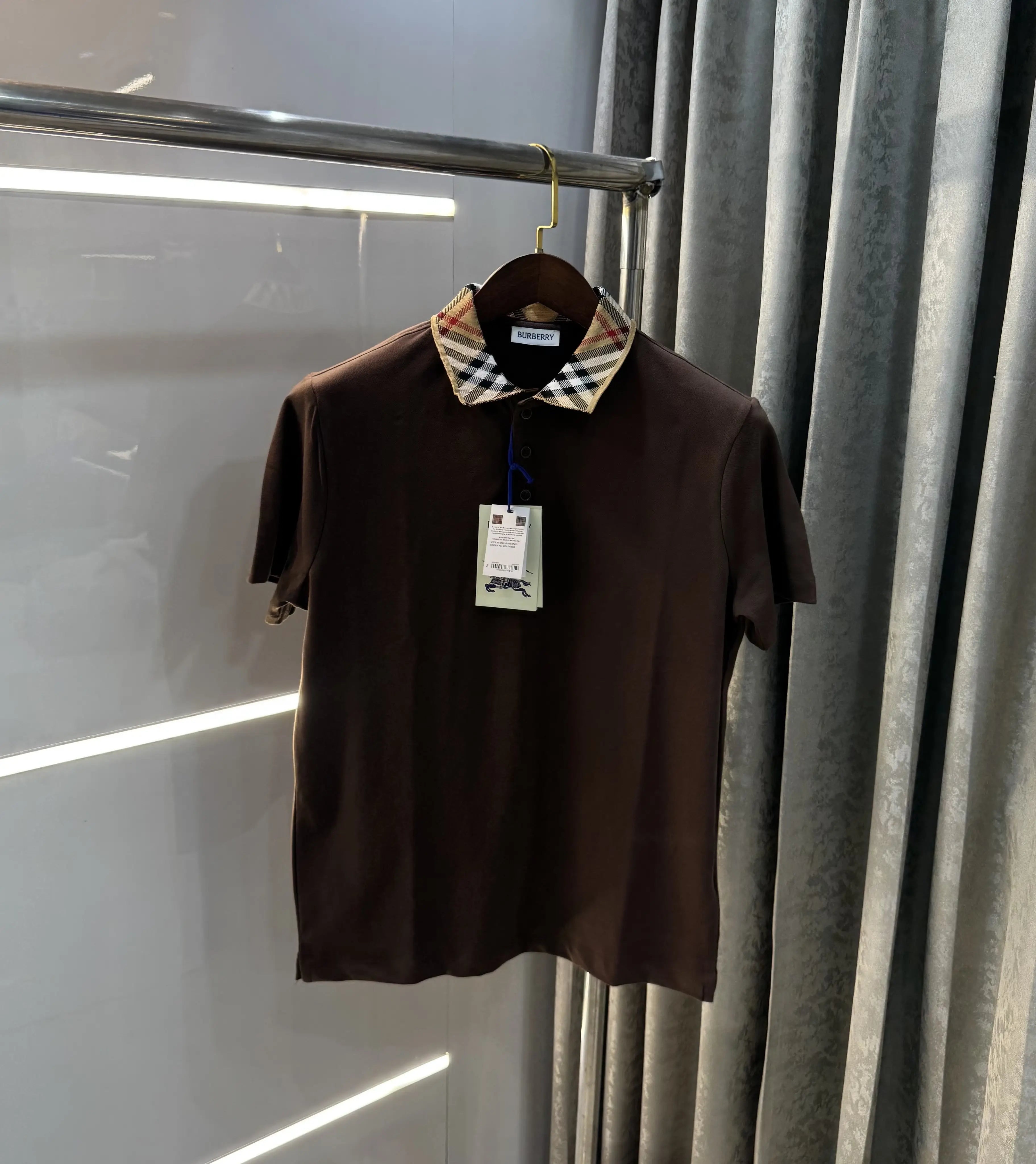 Burberr y Brown Embroidery Logo  Premium Classic Polo T-Shirt