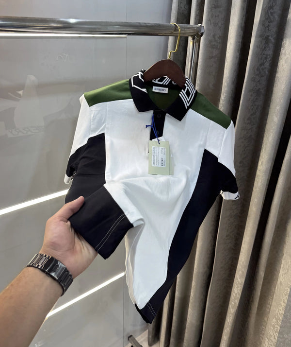Burberr y White Embroidery Logo  Premium Classic Polo T-Shirt