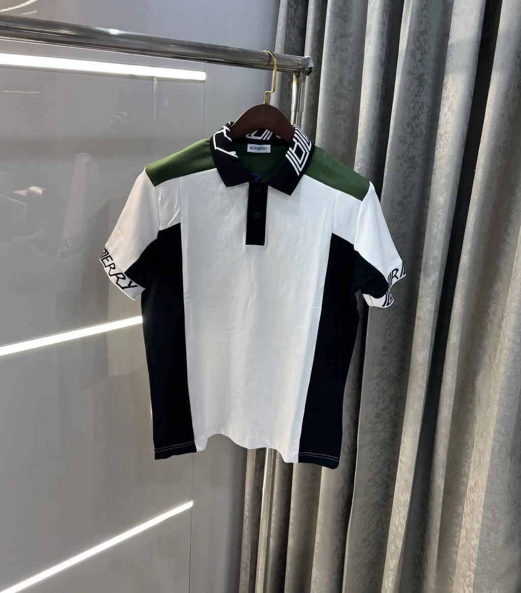 Burberr y White Embroidery Logo  Premium Classic Polo T-Shirt