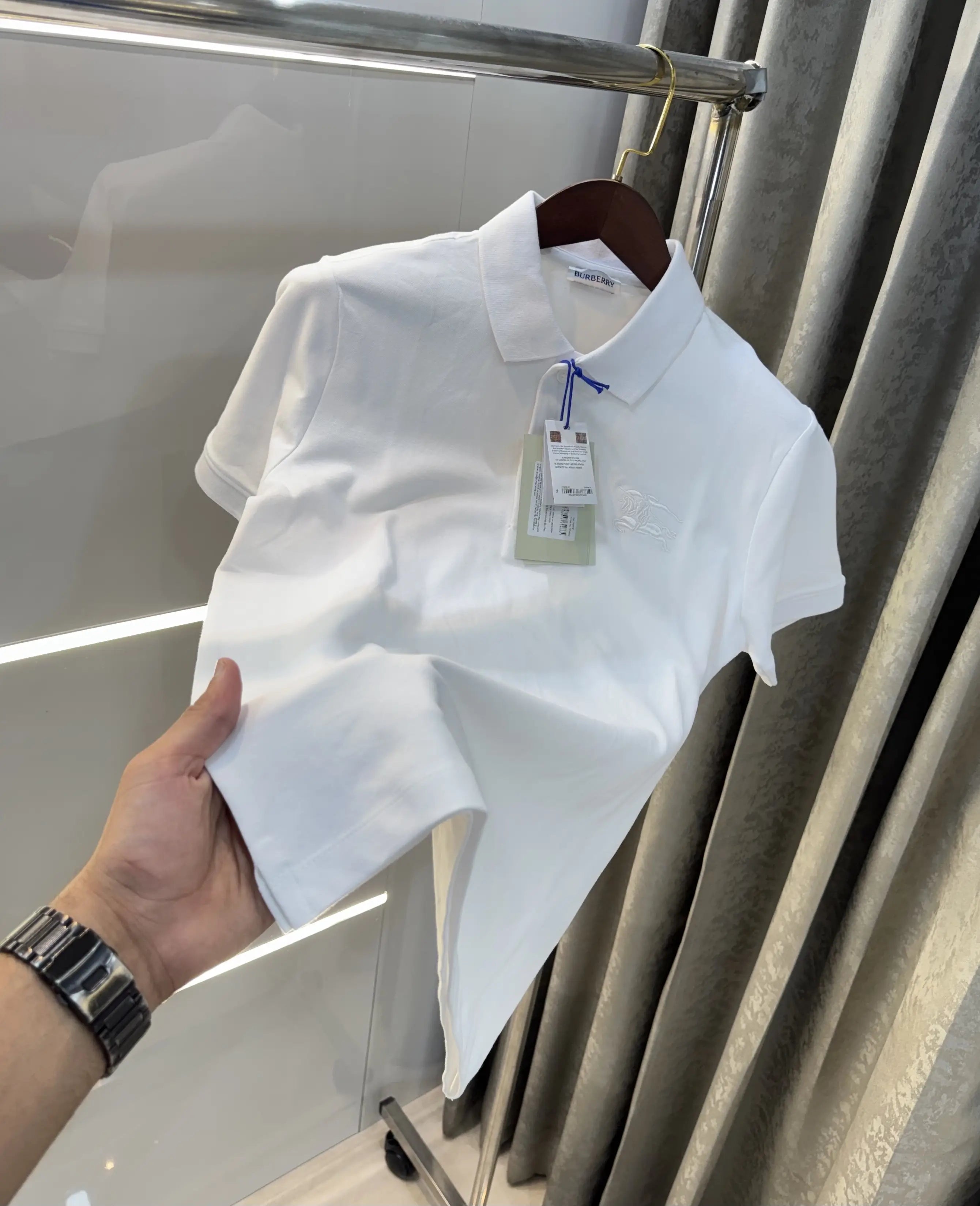 Burberr y White Embroidery Logo  Premium Classic Polo T-Shirt Main image