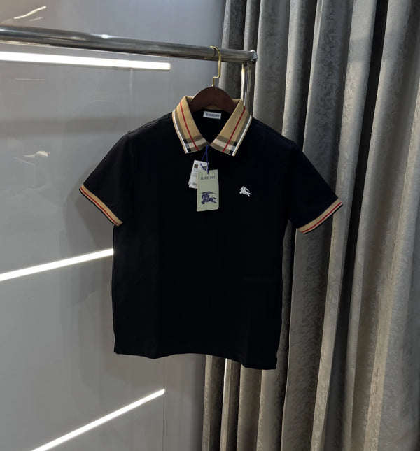 Burberr y Black Embroidery Logo  Premium Classic Polo T-Shirt