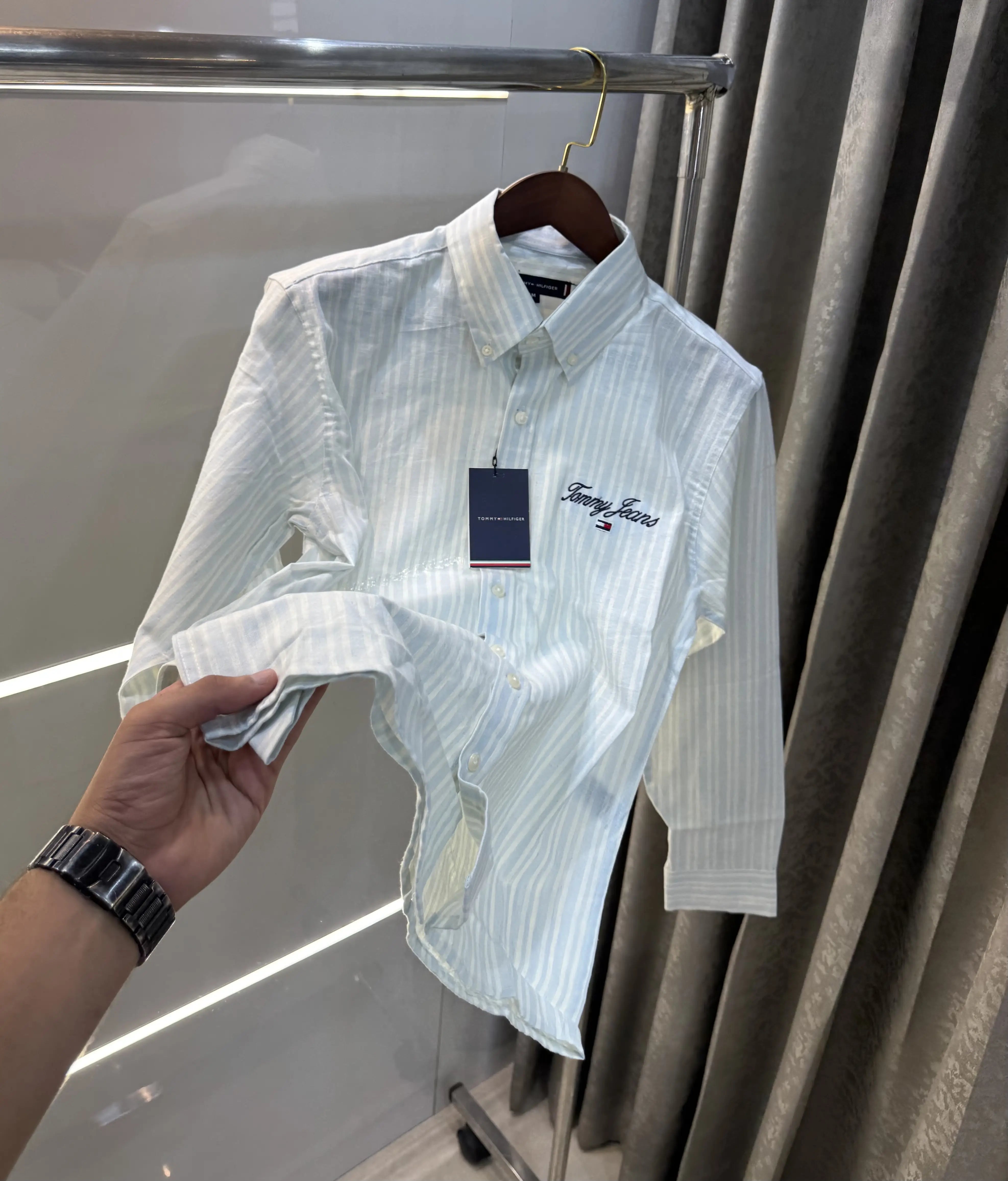 Tommy Hilfiger Sky Blue Embroidery Logo Work Premium Shirt Secondary image