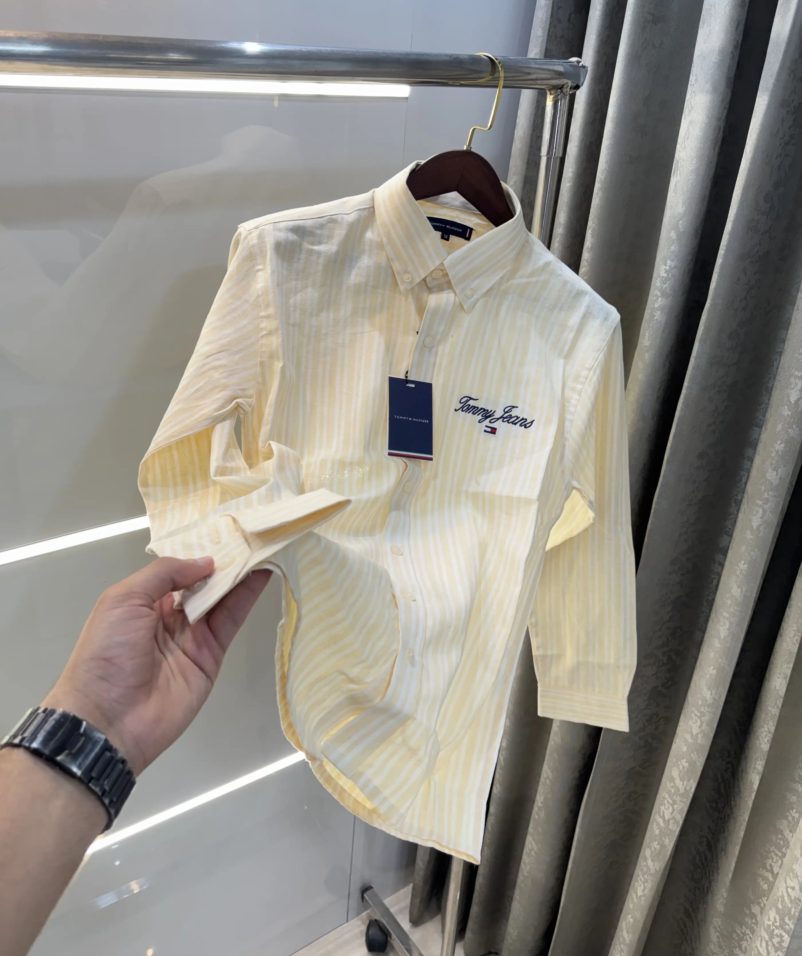 Tommy Hilfiger Yellow Embroidery Logo Work Premium Shirt Main image
