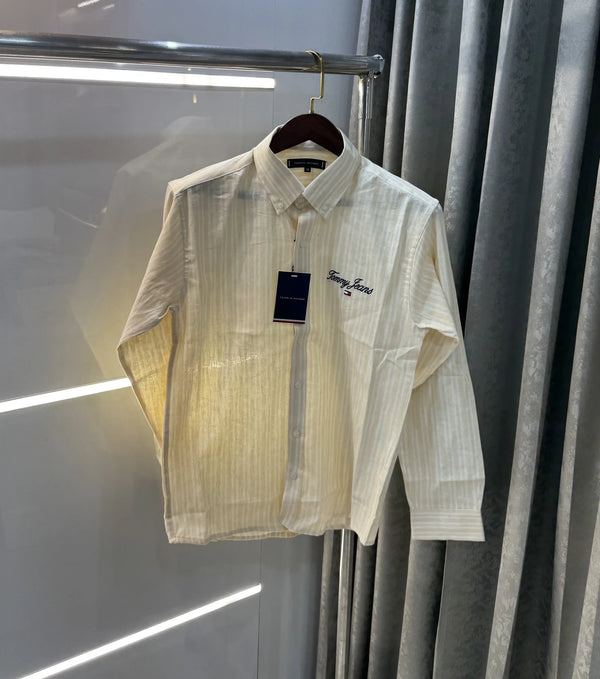 Tommy Hilfiger Yellow Embroidery Logo Work Premium Shirt