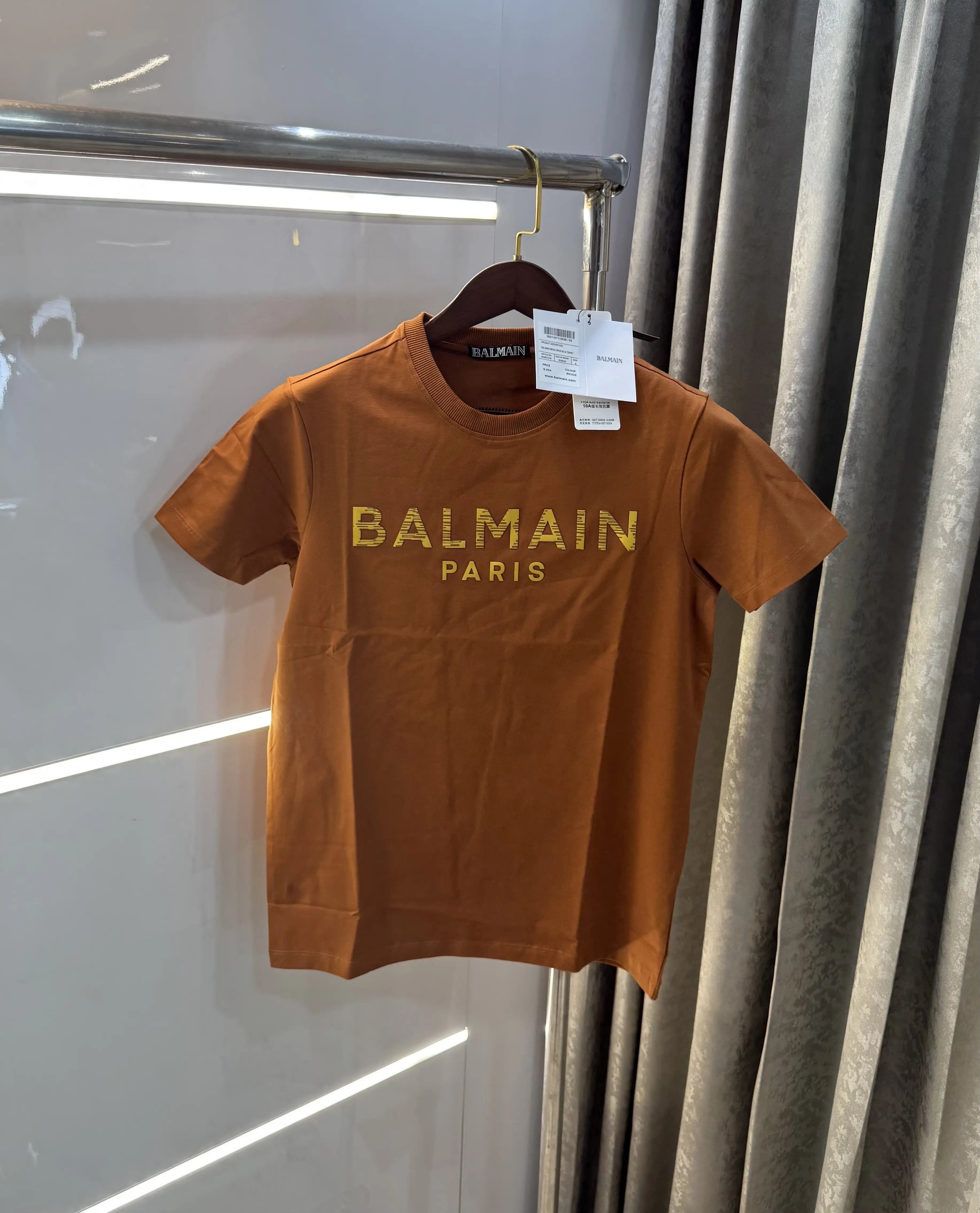 Balmain Paris Brown Logo Work Premium T-Shirt Secondary image