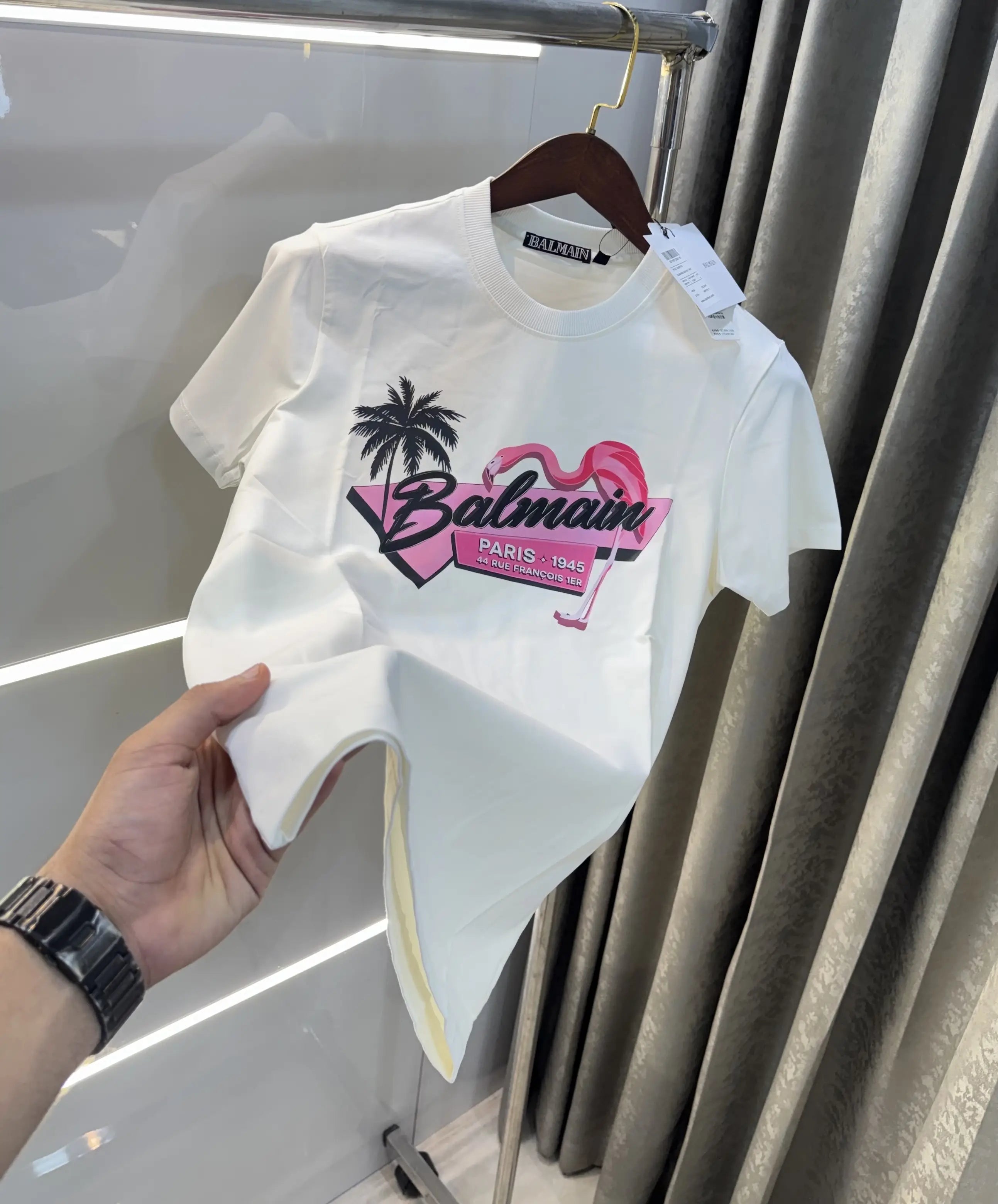 Balmain Paris White Logo Work Premium T-Shirt Secondary image