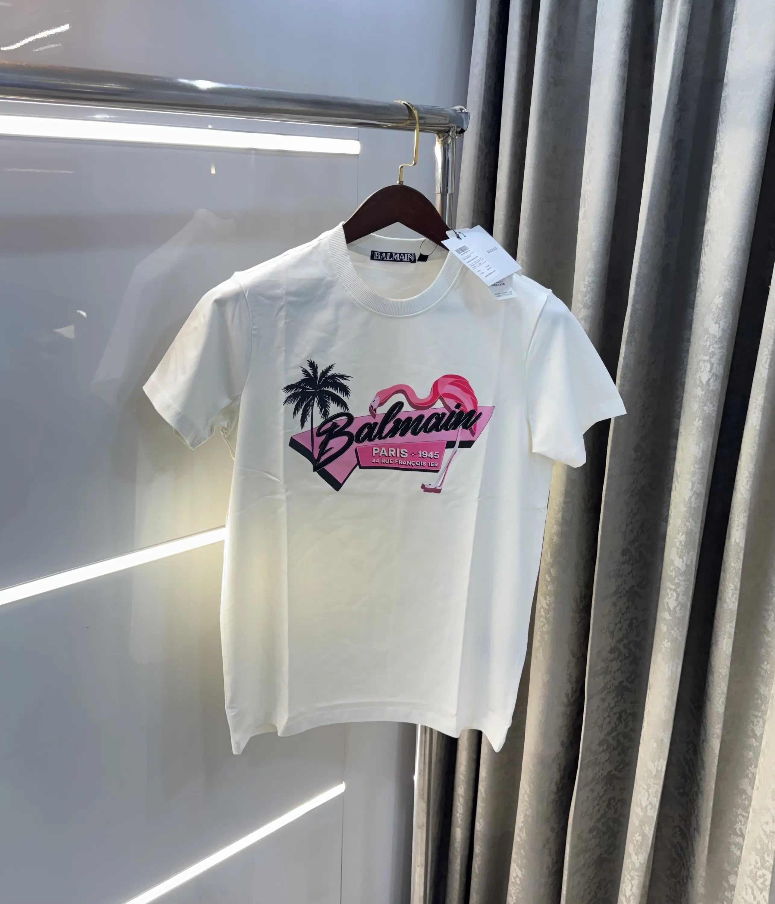 Balmain Paris White Logo Work Premium T-Shirt Main image