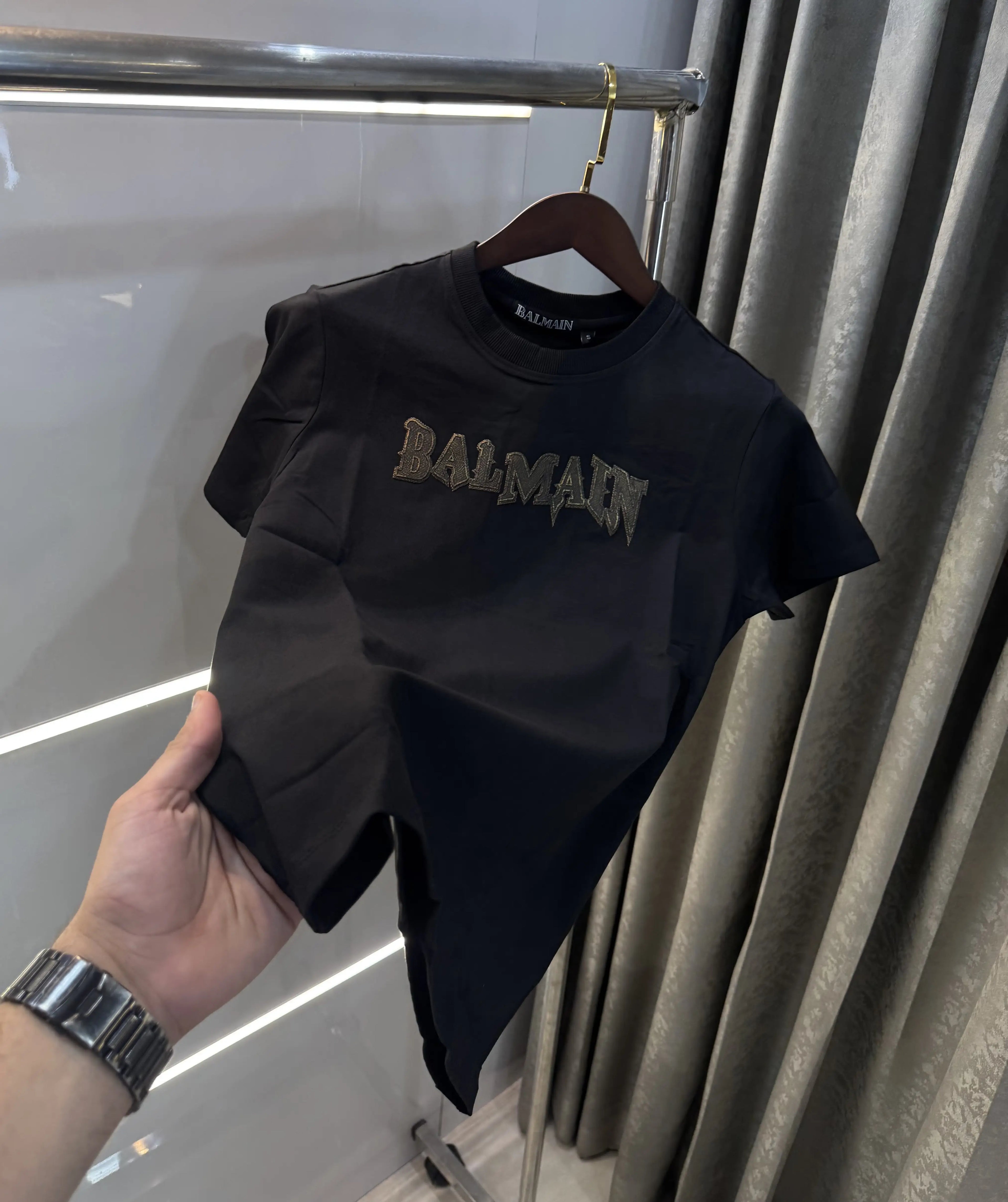 Balmain Paris BlackA Logo Work Premium T-Shirt