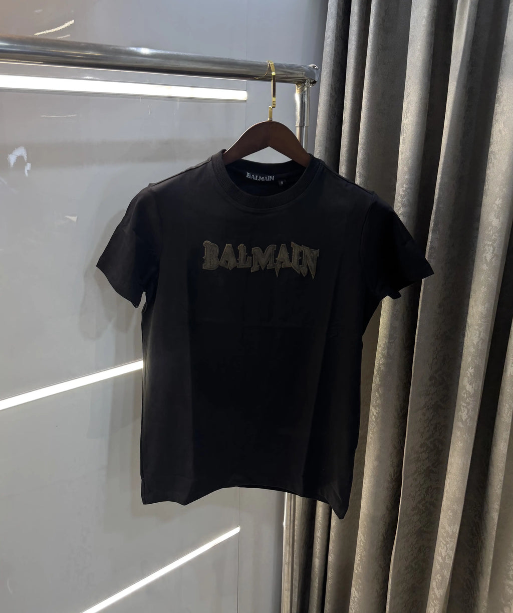 Balmain Paris BlackA Logo Work Premium T-Shirt