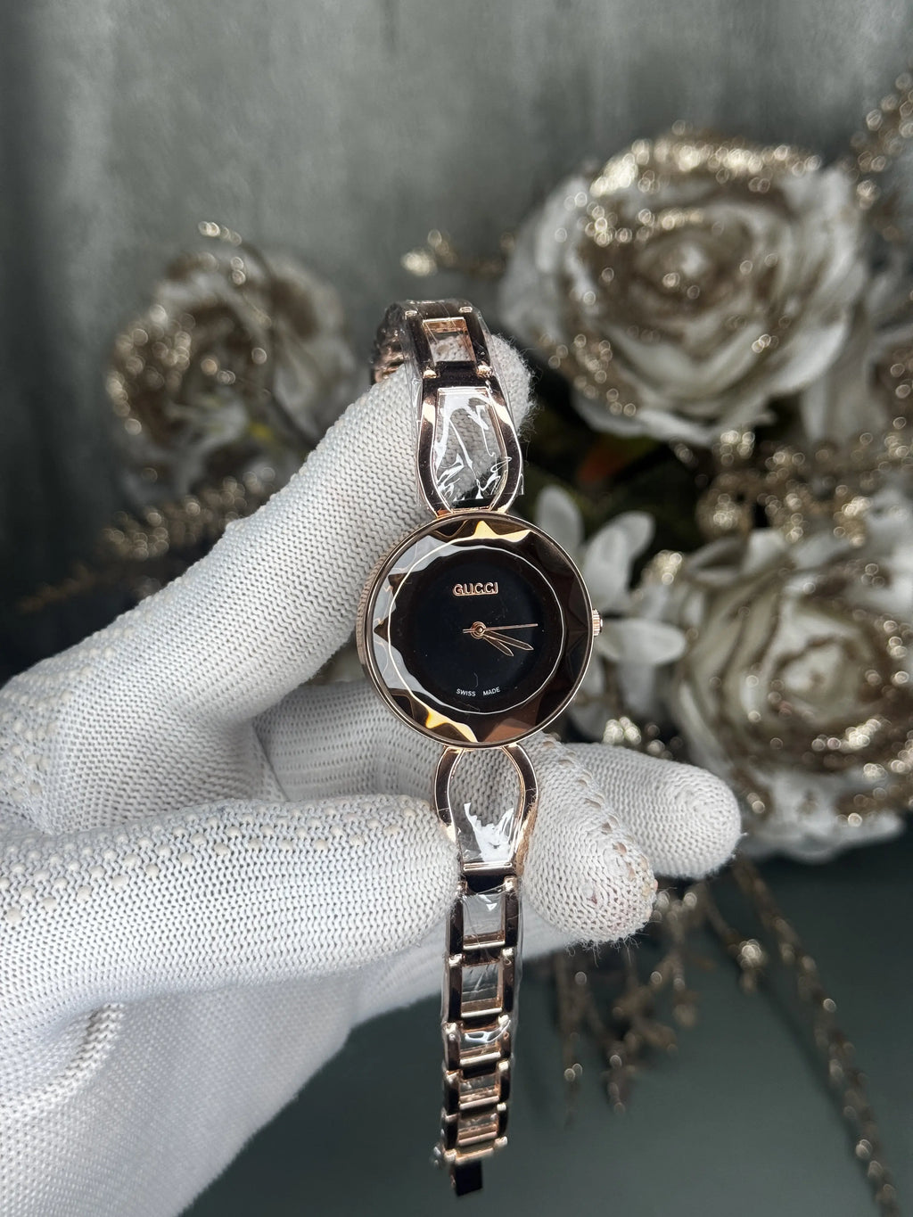 Gucci Rose Gold Black Premium Watch