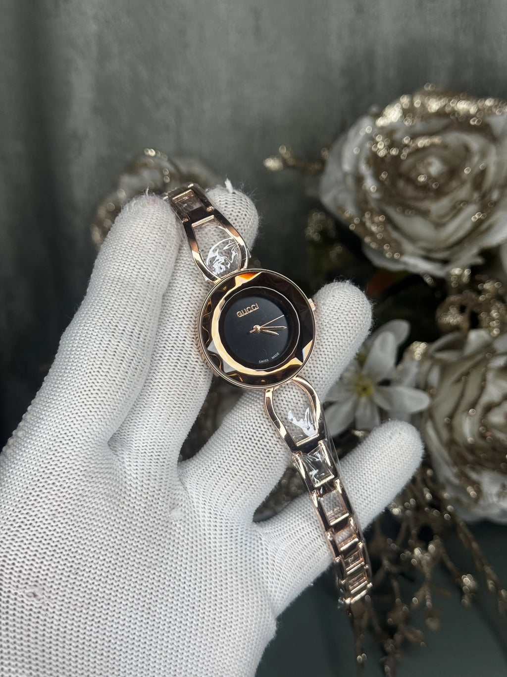 Gucci Rose Gold Black Premium Watch
