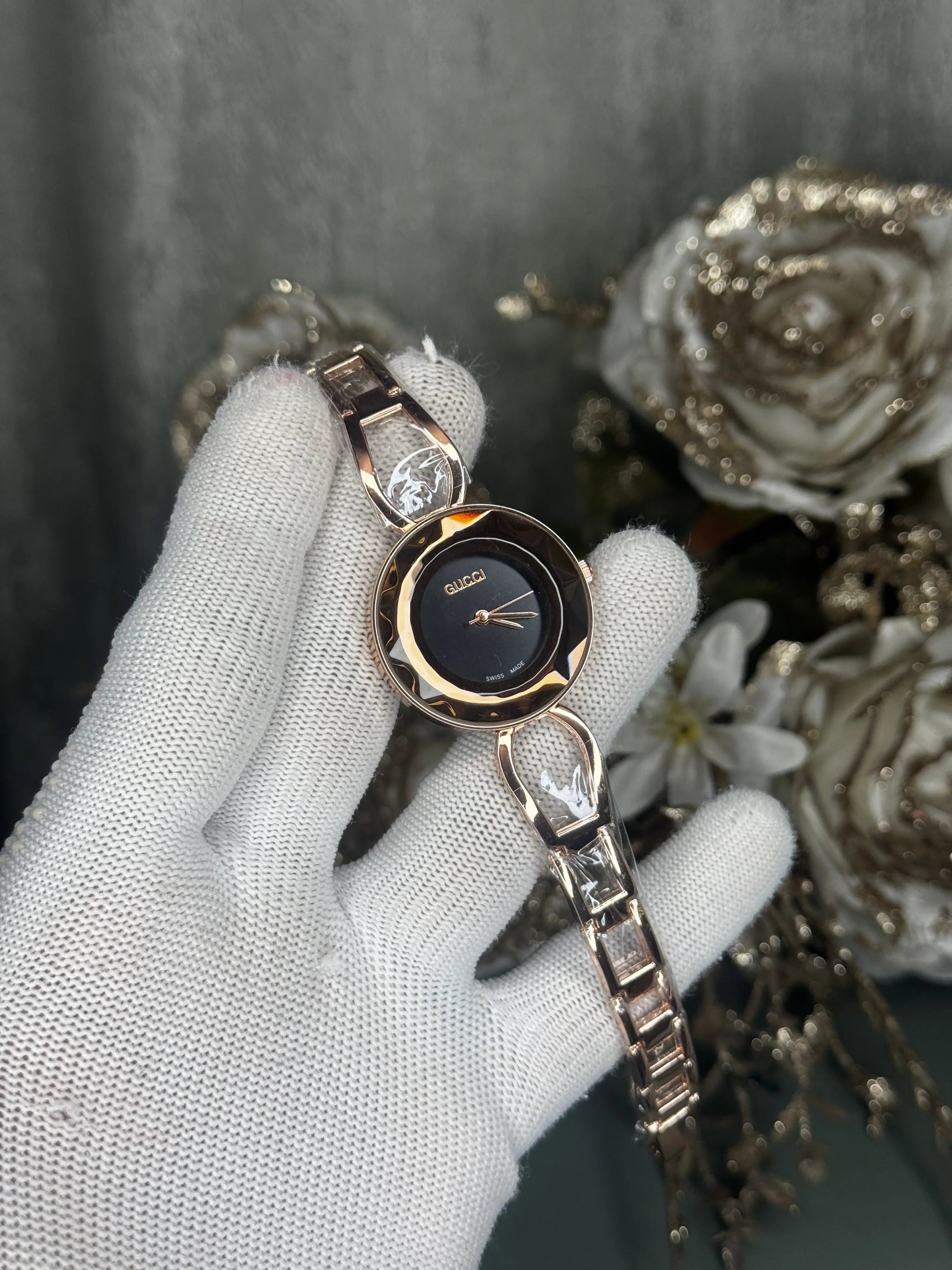 Gucci Rose Gold Black Premium Watch