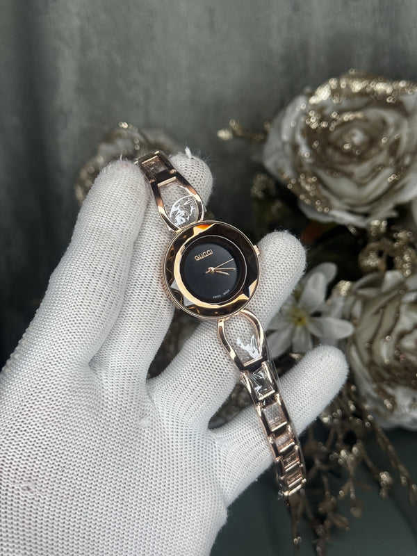 Gucci Rose Gold Black Premium Watch