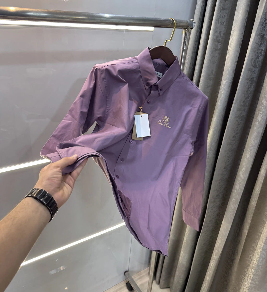 Loro Piana Purple Embroidery Logo Premium Shirt