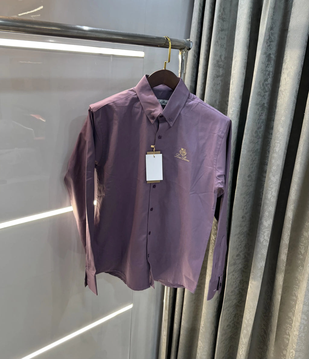 Loro Piana Purple Embroidery Logo Premium Shirt