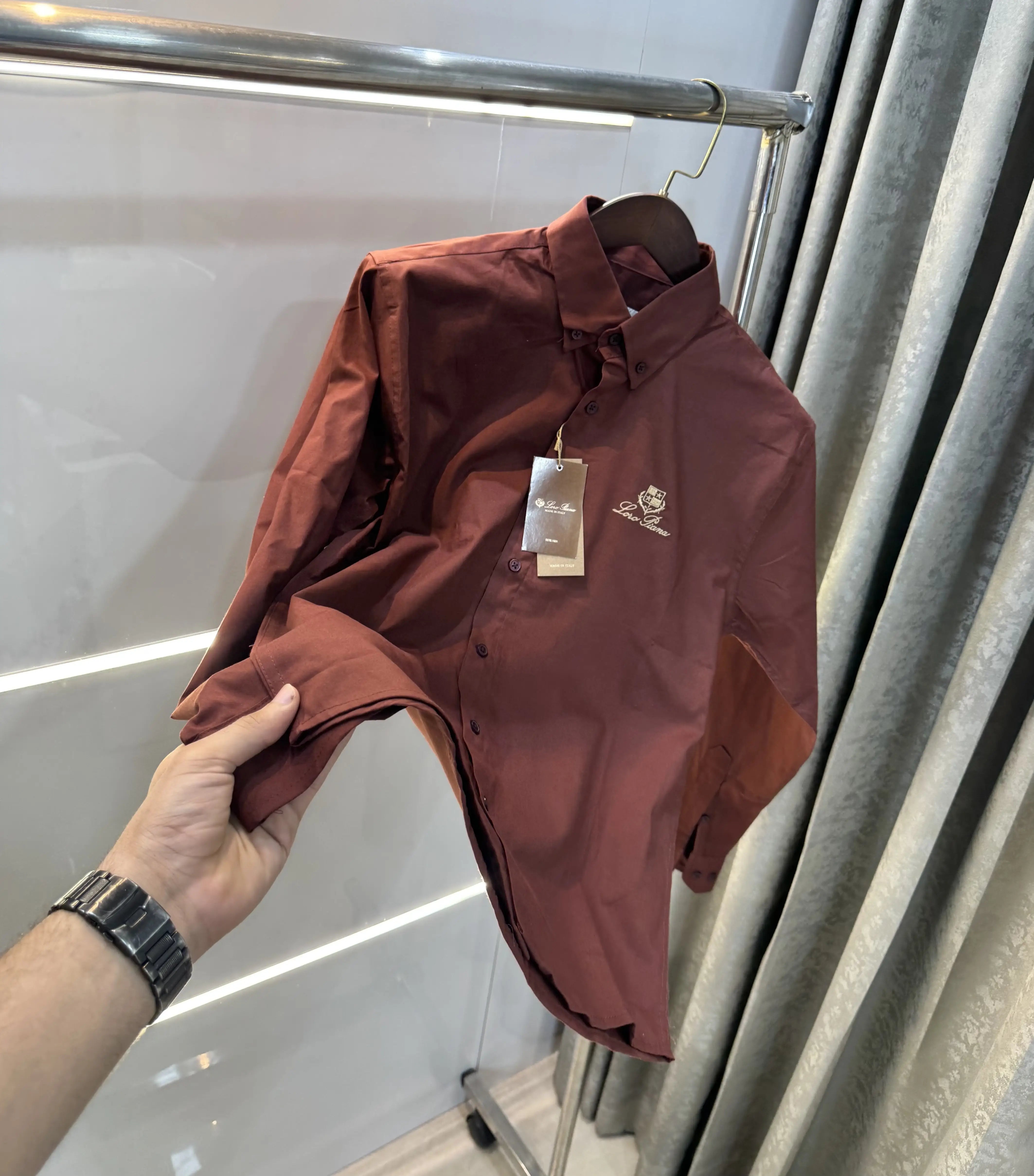 Loro Piana Rust Embroidery Logo Premium Shirt Main image