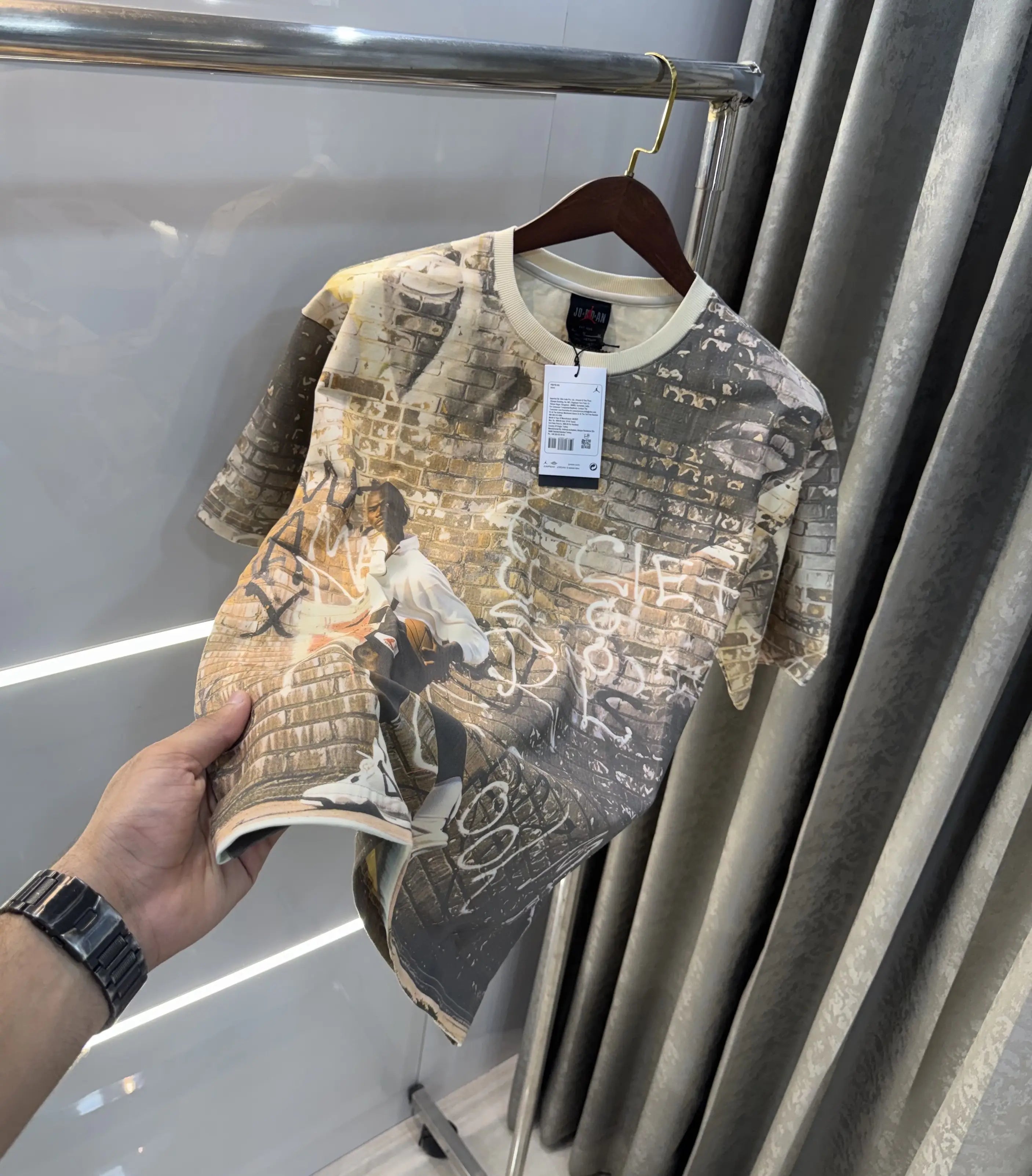 Air Jordan Beige Back Logo Imported Oversized T-Shirt Main image