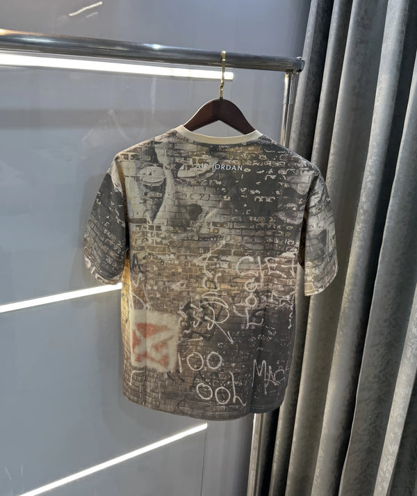 Air Jordan Beige Back Logo Imported Oversized T-Shirt