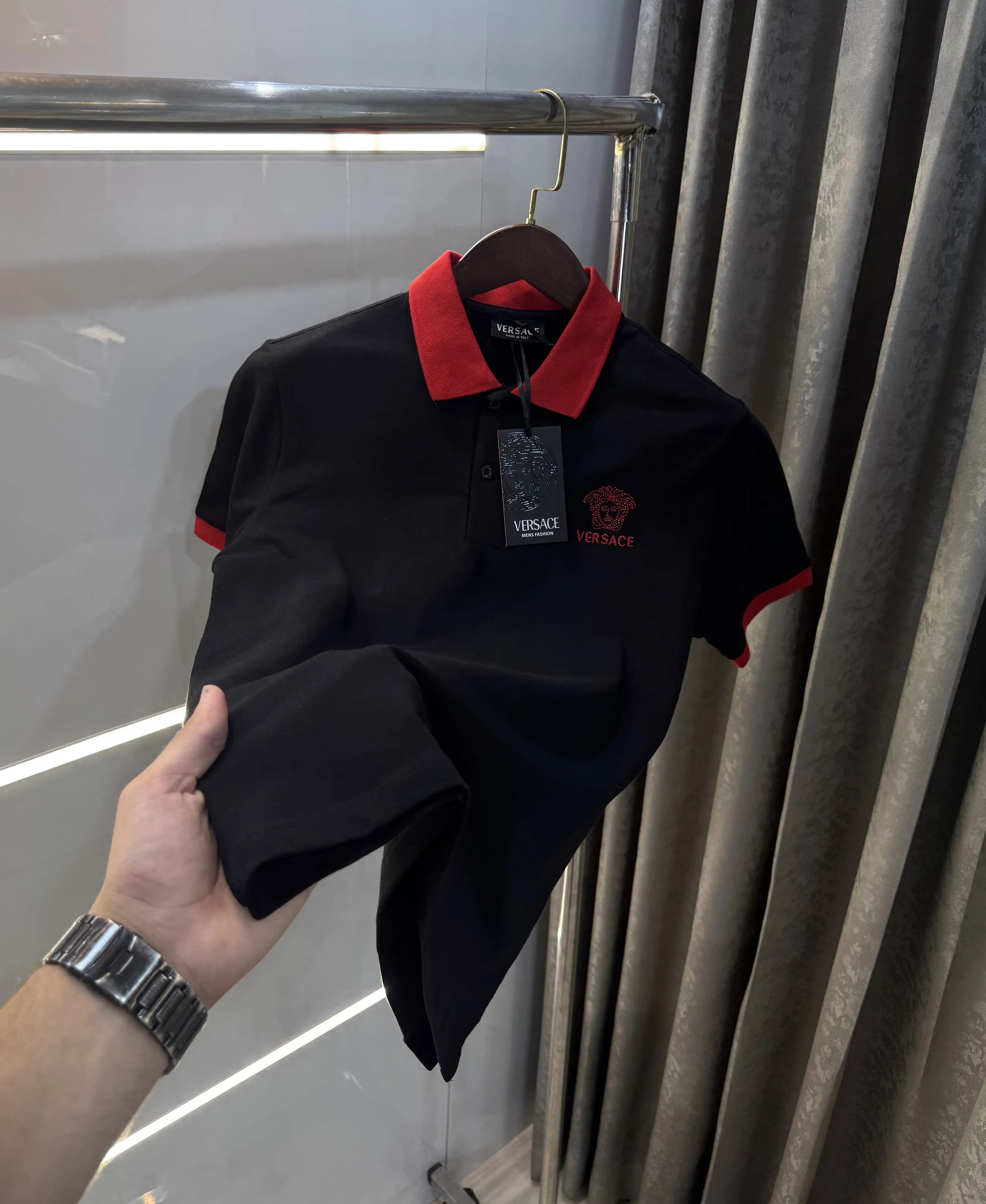 Versace Couture Black Logo Work Imported Polo T-Shirt Secondary image